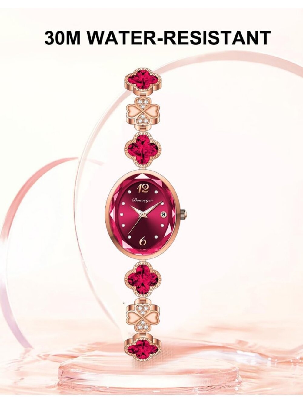 Women's Purple Luxury Dress Ladies Stainless Steel Bracelet Date Wrist Watches - Picture 4 of 5